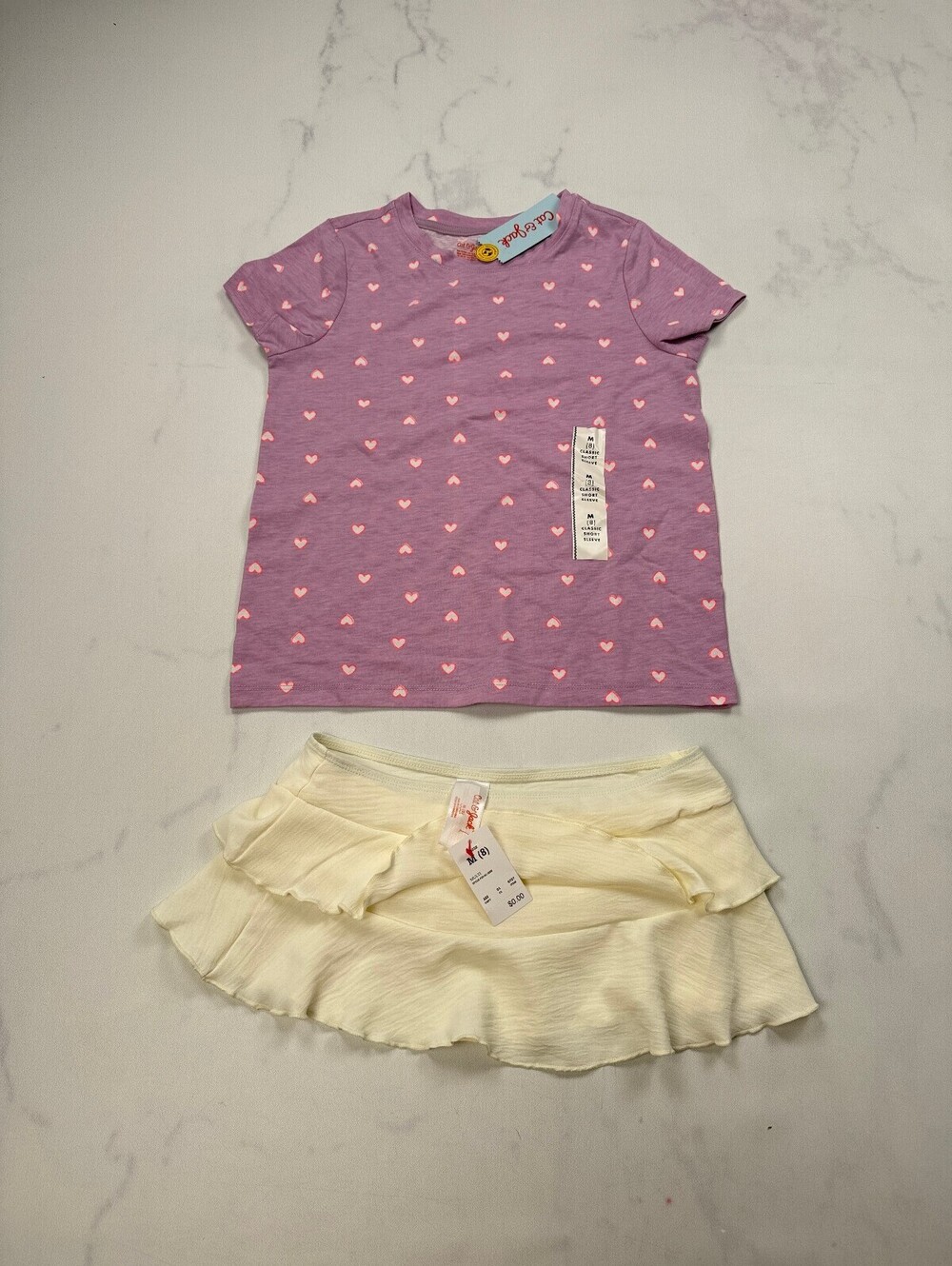 Cat & Jack Printed Baby Tee Lilac 90s VTG Flattering Outfit - Girls 8